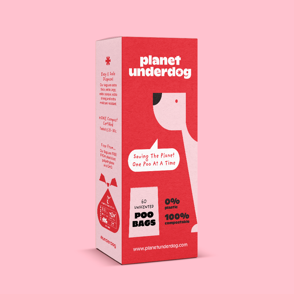 60 Planet Underdog Compostable Dog Poop Bags - Red Box